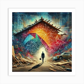 Man In Front Of A Building Art Print