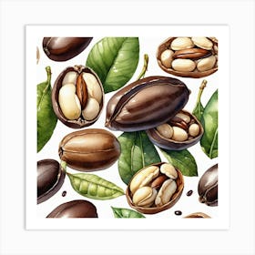 Coffee Beans Seamless Pattern 9 Art Print