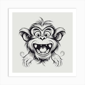 Monkey Face Vector Illustration Art Print