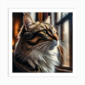 Cat Looking Out The Window Art Print