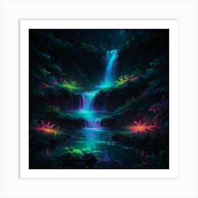 Waterfall In The Forest 60 Art Print