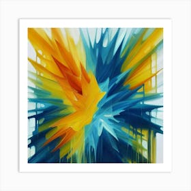 Gorgeous, distinctive yellow, green and blue abstract artwork 5 Art Print