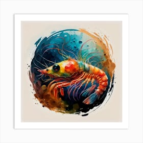 Shrimp Marine Life Watercolor Art Print