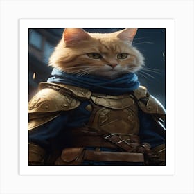 Cat In Armor Art Print