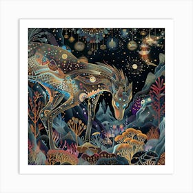 Deer In The Night Art Print