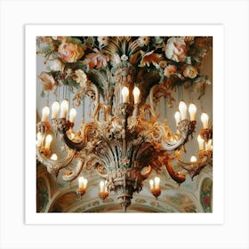 Chandelier With Flowers 2 Art Print