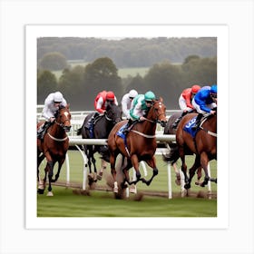 Jockeys Racing Horses 14 Art Print