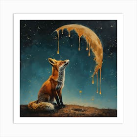 Fox In The Moonlight 1 Art Print