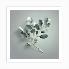 Silver eucalyptus branch, Vector art 5 Art Print