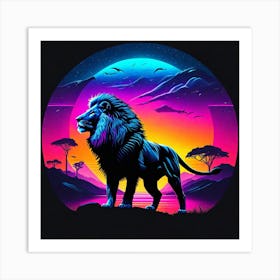 Lion In The Sunset Art Print