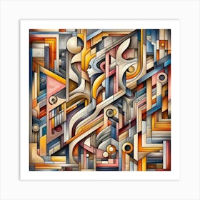 A mixture of modern abstract art, plastic art, surreal art, oil painting abstract painting art deco architecture 13 Art Print