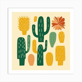 Rizwanakhan Simple Abstract Cactus Non Uniform Shapes Petrol 35 Art Print