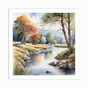 Watercolor Of A River 8 Art Print