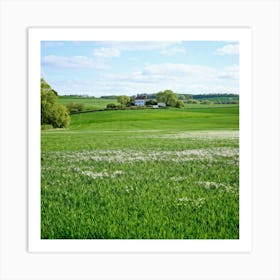 A Serene Countryside Scene In Spring A Sprawling Meadow Flushed With The Fresh Emerald Tinge Of Gra (4) Art Print