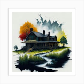 Colored House Ink Painting (45) Art Print