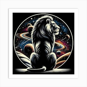 A lion and a cosmic scene 2 Art Print