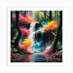 Rainbow Waterfall Art Print