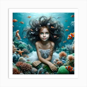 Little Girl Under The Sea Art Print