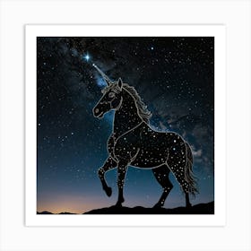 Unicorn In The Night Sky 1 Art Print