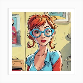 Girl In Glasses Art Print