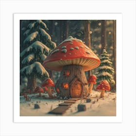 Red mushroom shaped like a hut 4 Art Print