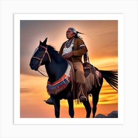 Native American Man On Horseback 2 Art Print