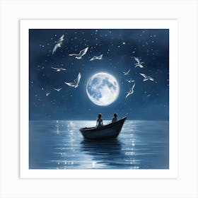 Couple In A Boat Art Print