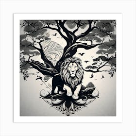 Lion Tree Art Print