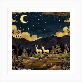 Leonardo Anime Xl A Natural Nighttime Scene With Golden And Br 0 Art Print