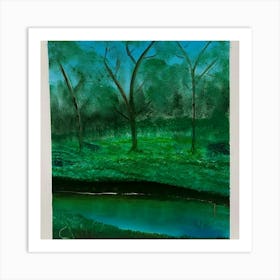 Green Landscape Painting Art Print