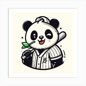 Panda in baseball uniform Art Print