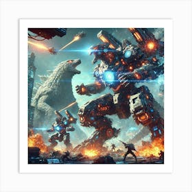 Ai Enhanced Kaiju Mechs Capabilities Alliance Army Art Print