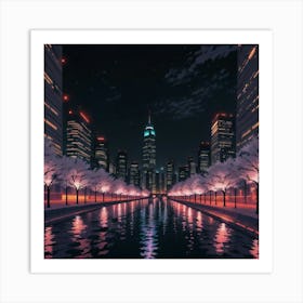 Cityscape And Water(1) Art Print