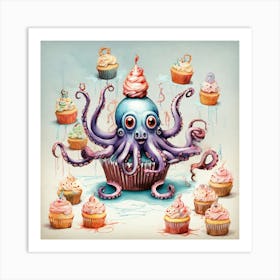 Octopus Cupcake 1 Art Print