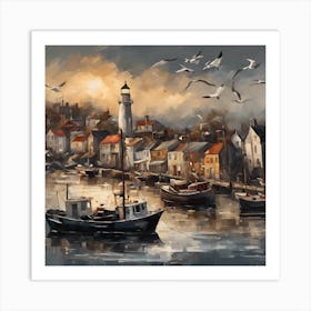 Harbour At Dusk Art Print