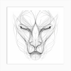 Mixll A Simple Line Drawing Of An Abstract Animal Face Thick Art Print