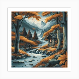 A peaceful, lively autumn landscape 8 Art Print