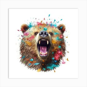 Bear With Colorful Splashes Art Print