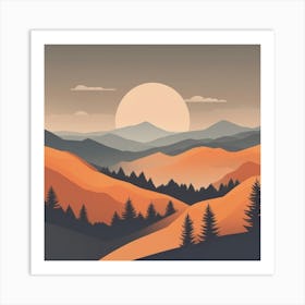 Misty mountains background in orange tone 14 Art Print