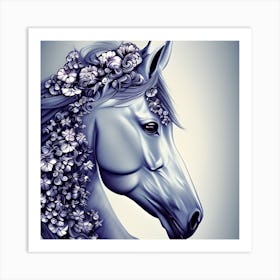Floral Horse Art Print