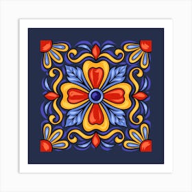 Mexican Floral Pattern 1 Art Print