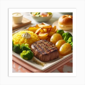 Steak And Vegetables Art Print