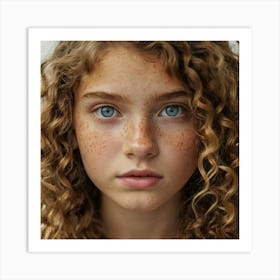 Freckled Girl With Blue Eyes Art Print