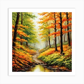 Forest In Autumn In Minimalist Style Square Composition 196 Art Print