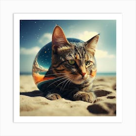 Cat In A Glass Ball Art Print