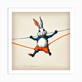 Rabbit On A Tightrope Art Print