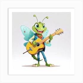 Frog With Guitar Art Print