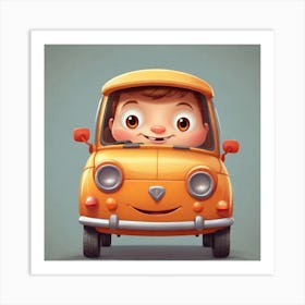 Boy Driving A Car Art Print