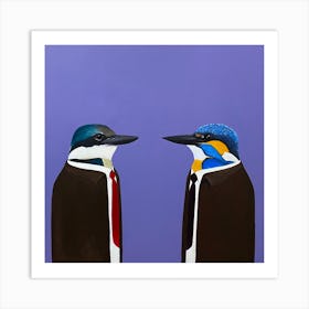 Kingfishers In Suits Square Art Print