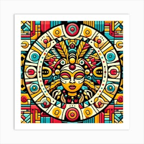 Aztec Art Vibrant African Motifs Painting Art Print